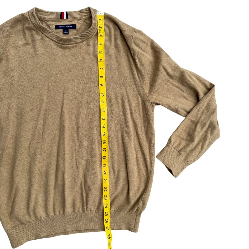 Tommy Hilfiger Mens Beige Crewneck Sweater Size XL Long Sleeve Cotton Blend - Picture 2 of 5